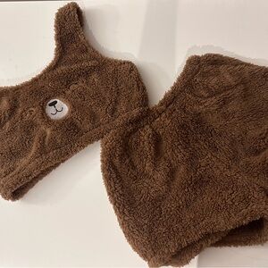 Cute Brown Bear Fuzzy Lounge Set